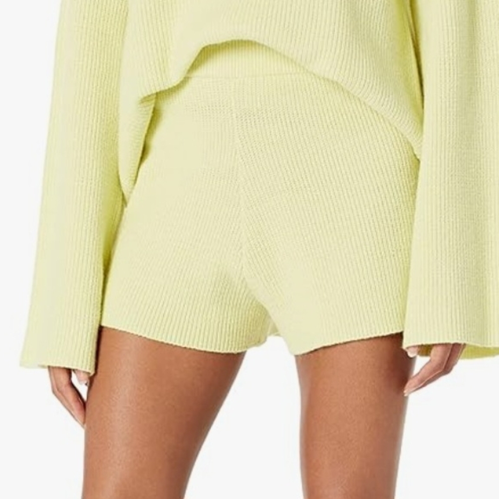 Light Green The Drop Women's Faith Pull-on Ribbed Sweater Shorts Knit
